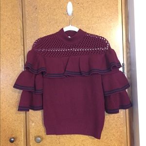 Self Portrait Striped Frill Sweater size S